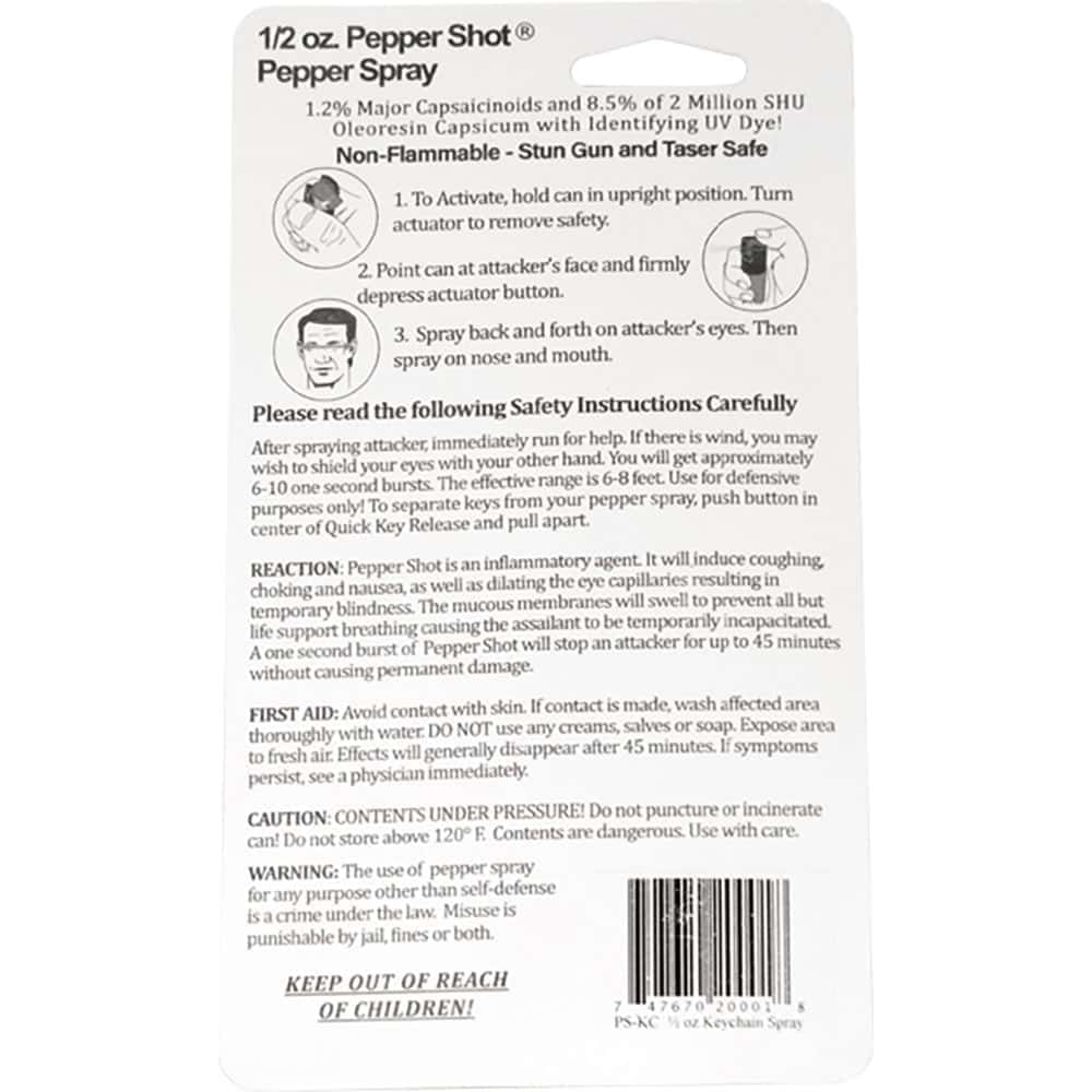 Pepper Shot 1.2% MC 1/2 oz Pepper Spray Belt Clip and Quick Release Key Chain - Image 3